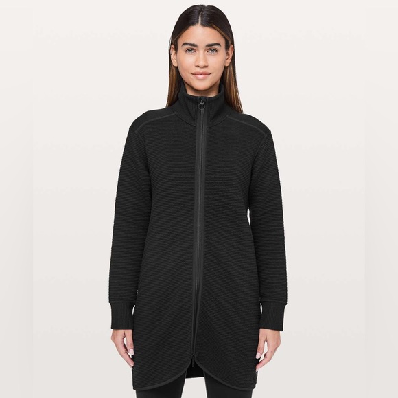 Lululemon | On Repeat High-Collared Long Full-Zip Jacket in Black Size 6 - Picture 2 of 15